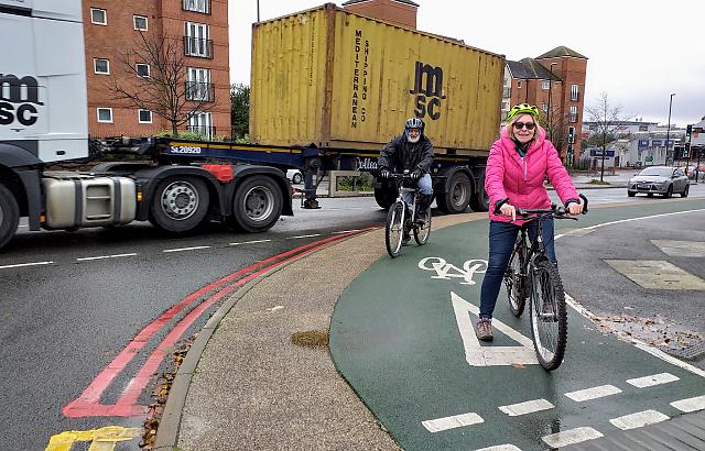 using the green cycle path 