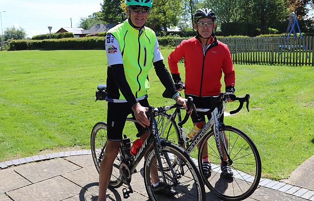 Wrexham cyclists John and Ian enjoy a welcome break at the Walled Garden Cafe. 