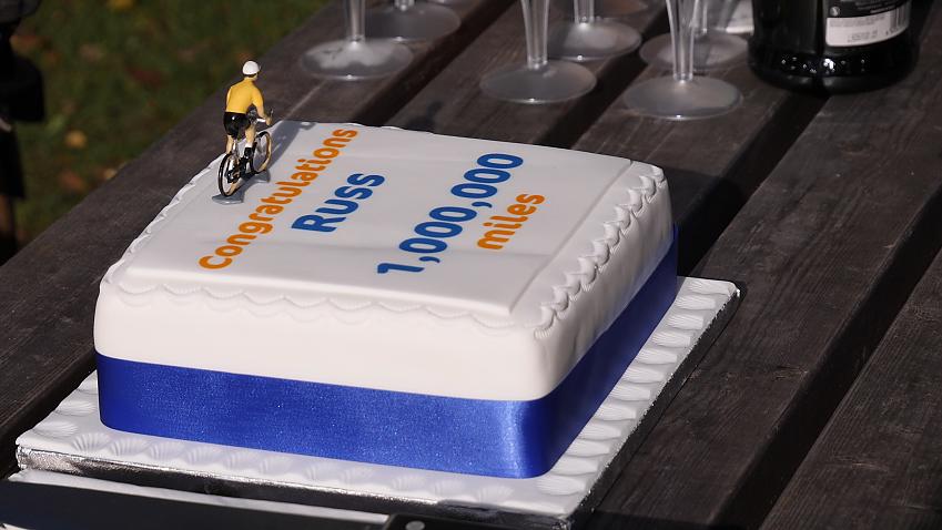 Celebrating a million miles has to be done with cake. Photo Robert Spanring / Cycling UK