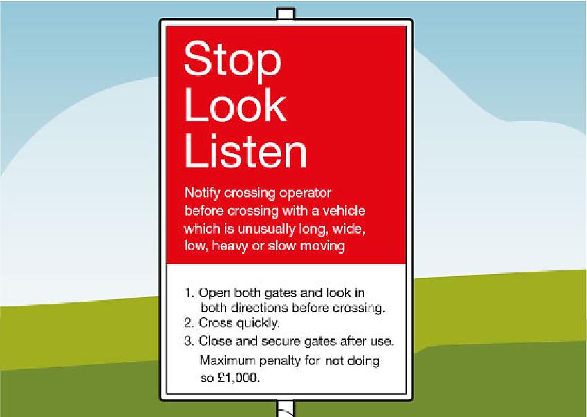 A stop look listen sign you might encounter at a level crossing