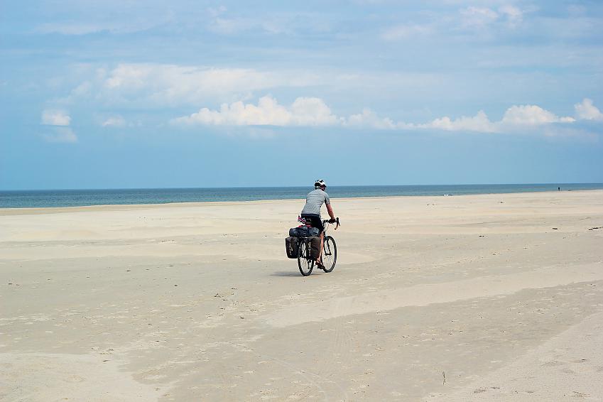 Cyclist on the west Danish dunes.