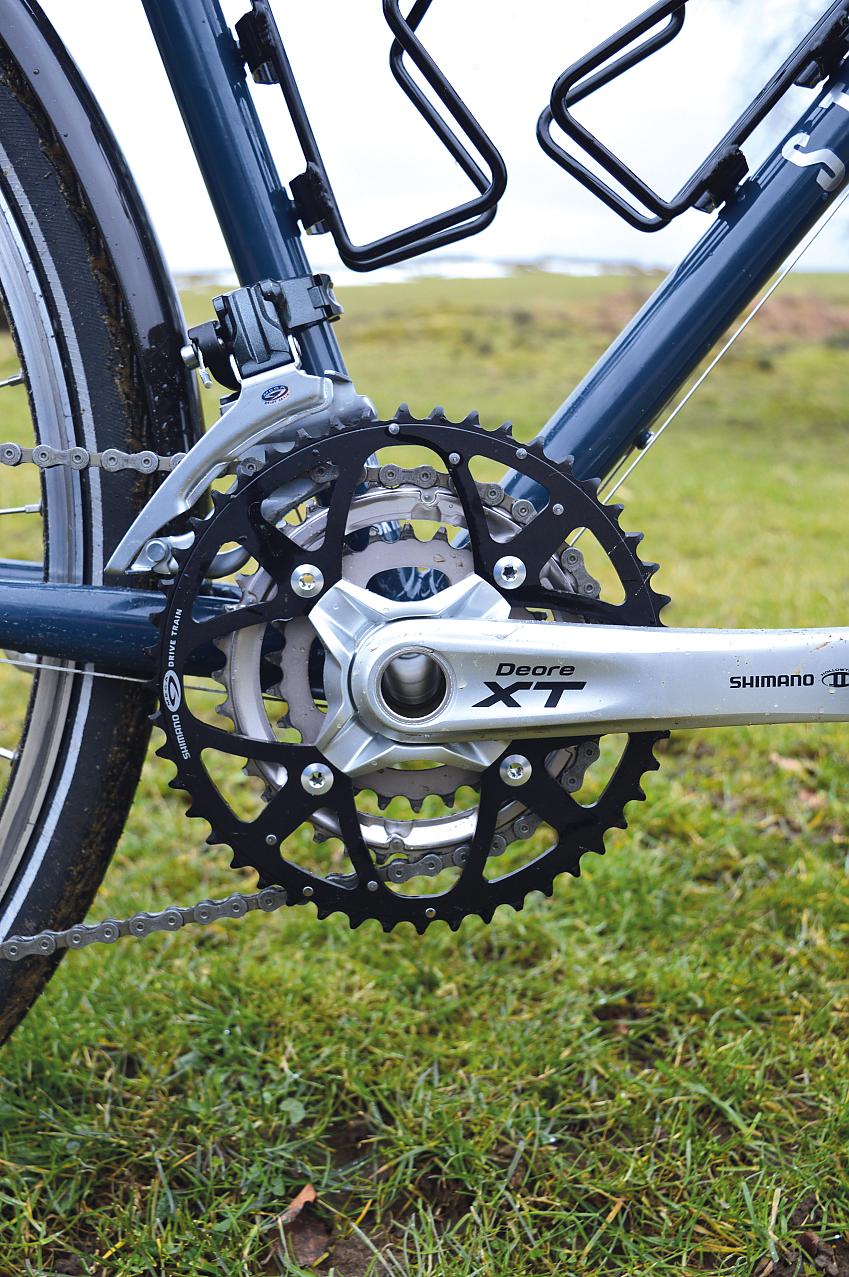 A close-up of the Stanforth's chainset