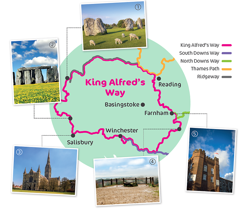 Map of King Alfred's Way route