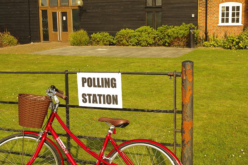 Bike outside polling station