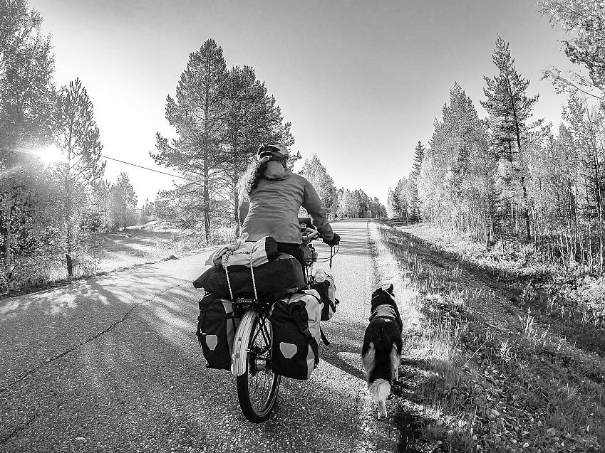 Tilly and Lucy enjoy an evening ride in Finland