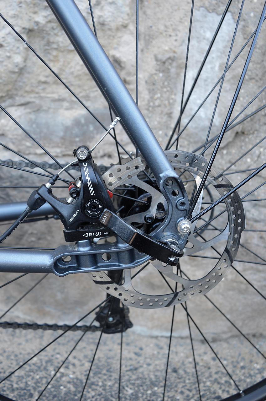 A close-up of the ASR's disc brakes