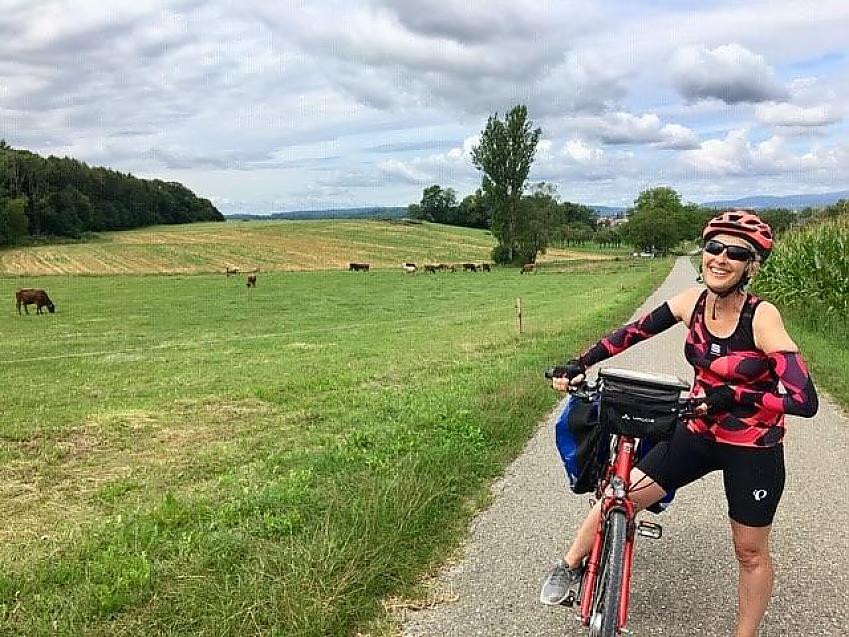 Candy on a cycling holiday around Lake Constance in 2019 to celebrate the end of cancer treatment