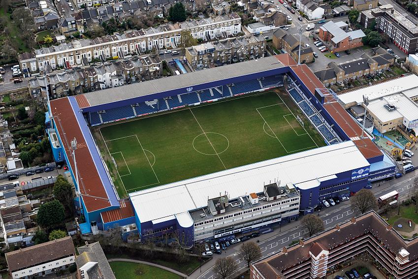 An aerial shot of the Queens Park Rangers football ground in west London