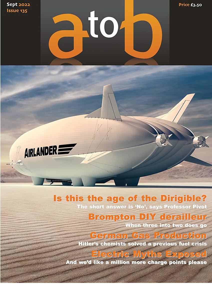 a to b cover, September 22 issue, showing an airship in a desert landscape