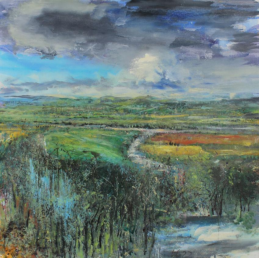 An impressionistic landscape painting of Warwickshire