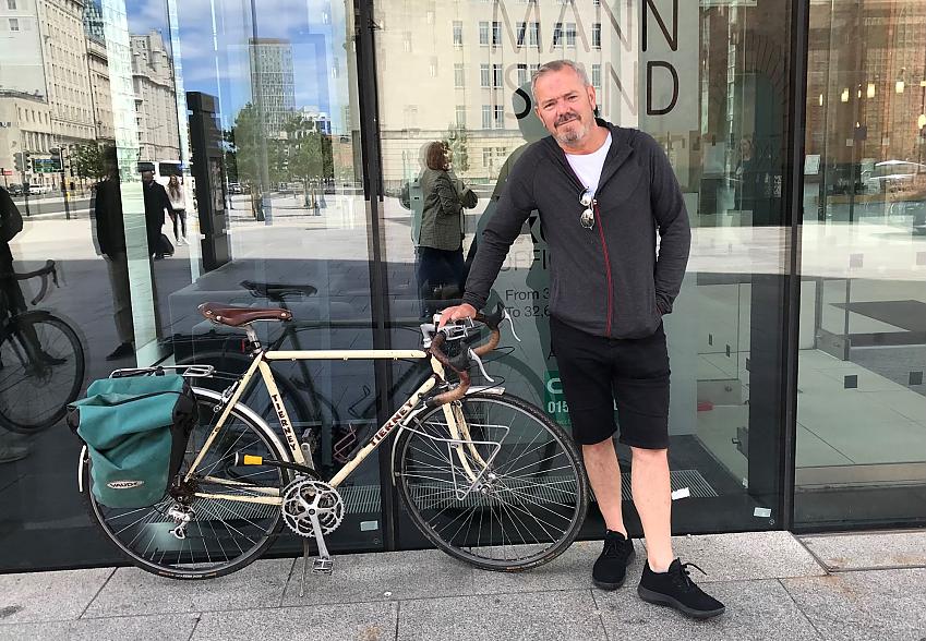 Walking and cycling commissioner for Liverpool city region, Simon O’Brien poses with his bike