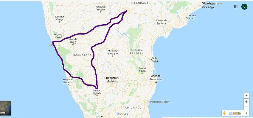 Cycle route from Hyderabad