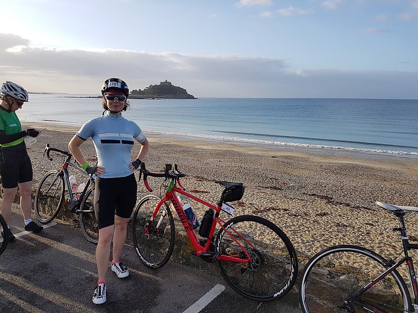 Laura Laker in front of St Michael's Mount