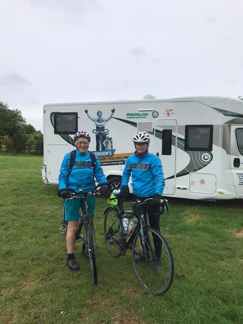 Mavis and Heather during their epic LEJOG ride