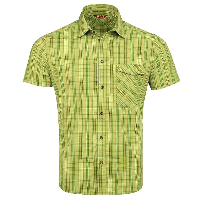 Alpkit Ortega men's short-sleeved shirt, in yellow, green and black plaid pattern