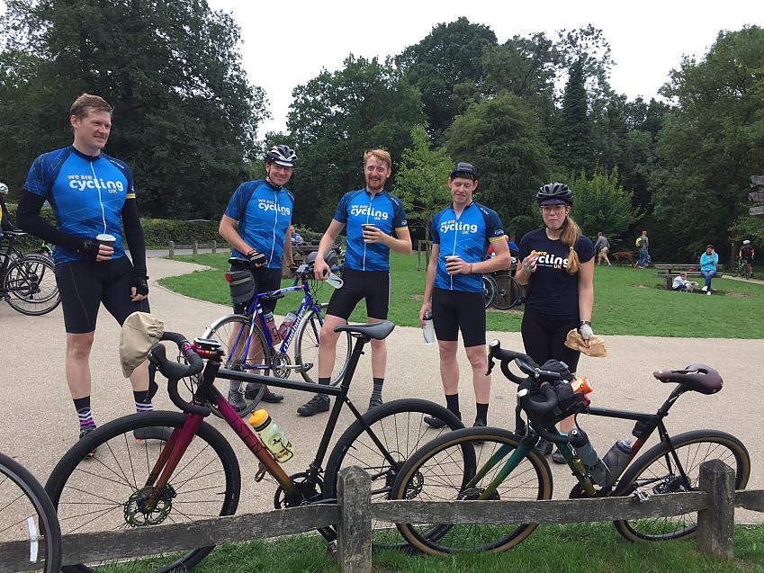 The Cycling UK team at the top of Box Hill