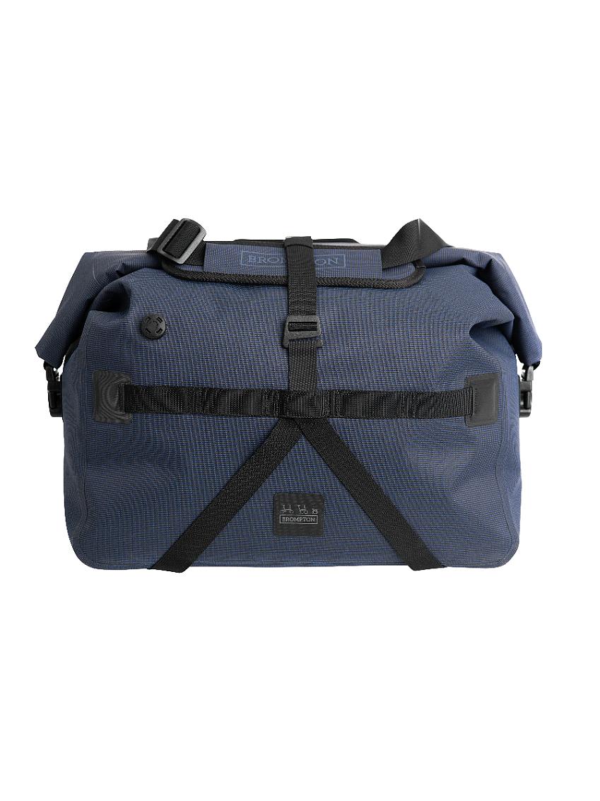 Brompton Borough Waterproof Bag Large, a blue bike bag for a Brompton