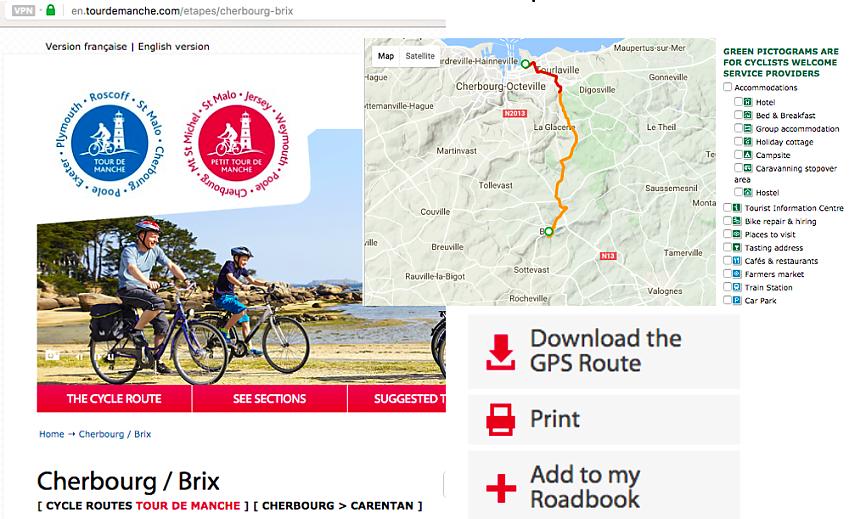 On the website for Tour de Manche click on the ‘Download the GPS Route’ icon and your planning is complete.