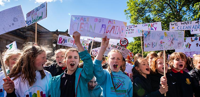 School protest on Clean Air Day
