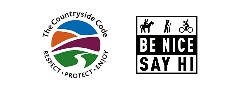 Countryside Code logo and Be Nice Say Hi logo