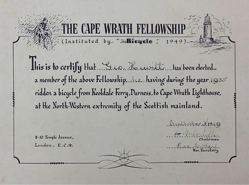 Cape Wrath Fellowship first certificate 