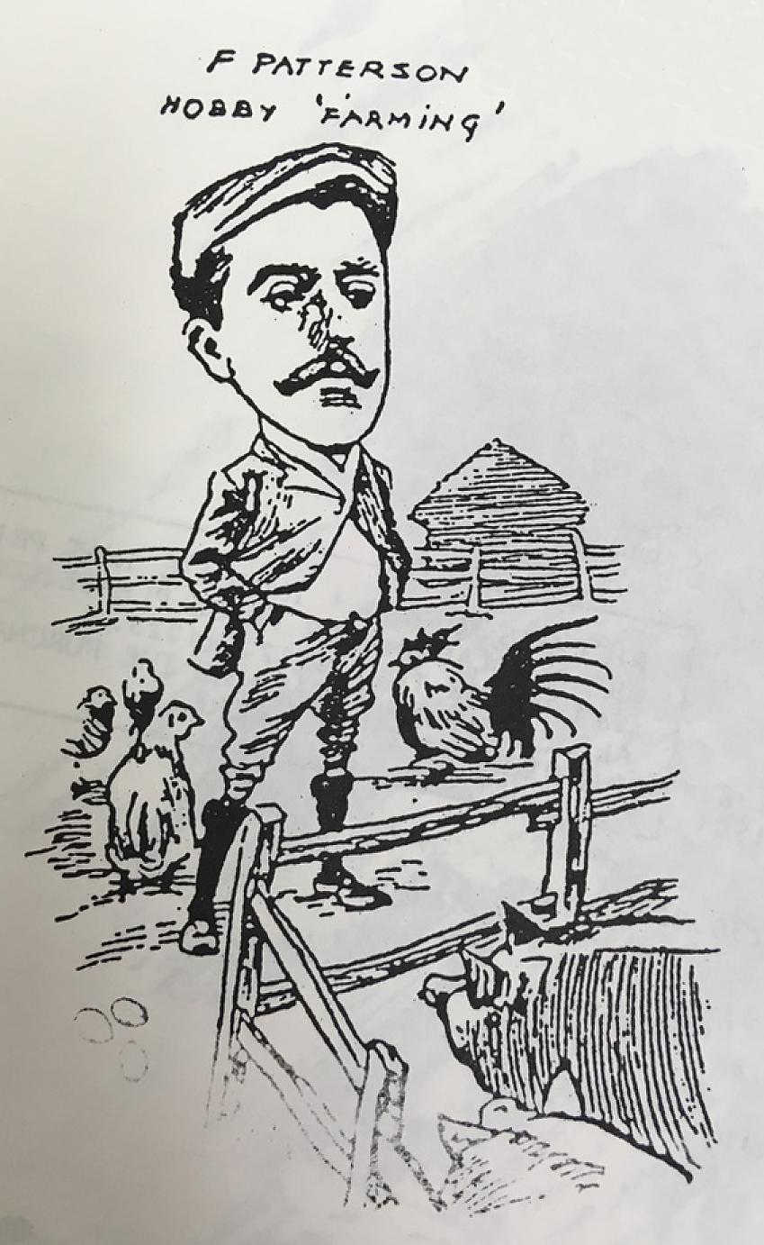 Patterson sketched himself as a farmer