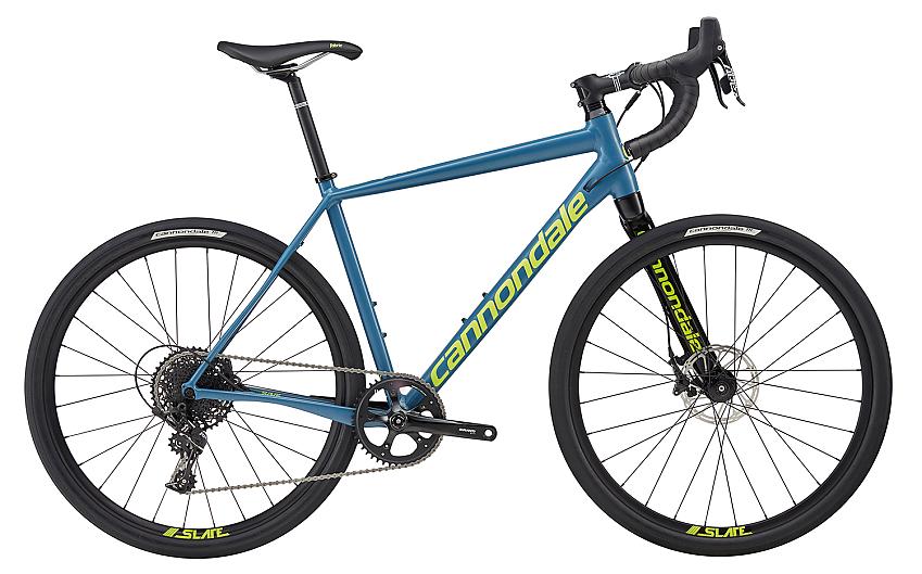Cannondale Slate Apex gravel bike in blue with yellow Cannondale logos