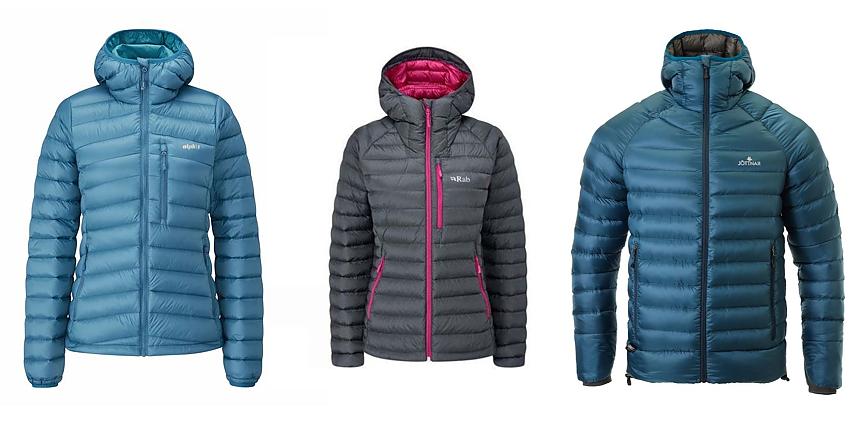 Selection of down jackets