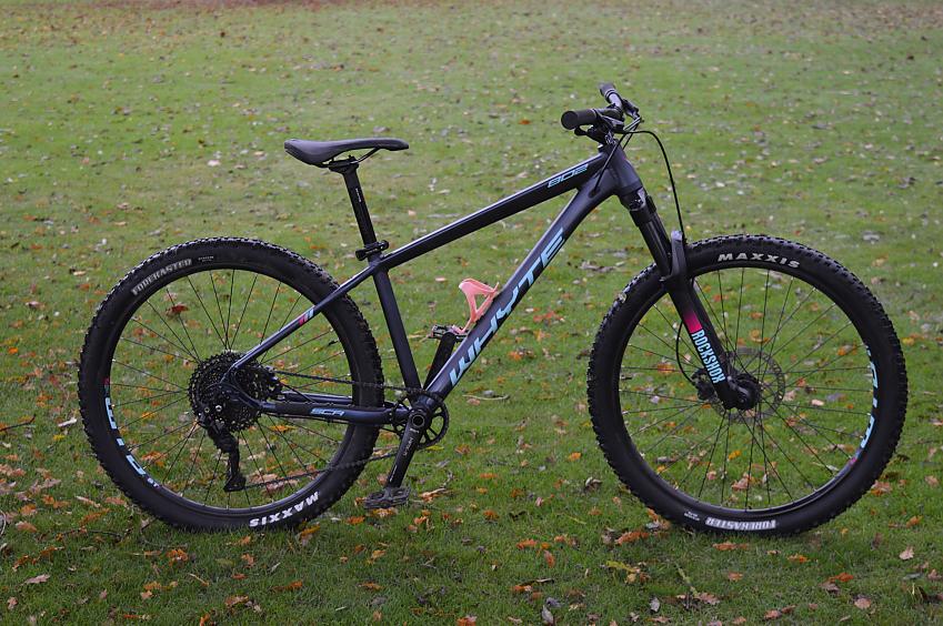 A black mountain bike made by Whyte