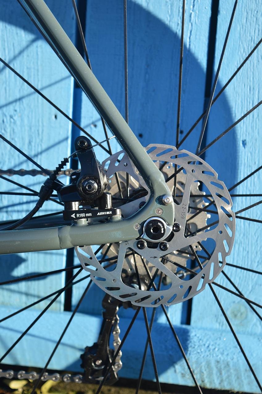 A close-up of the Sonder's disc brakes