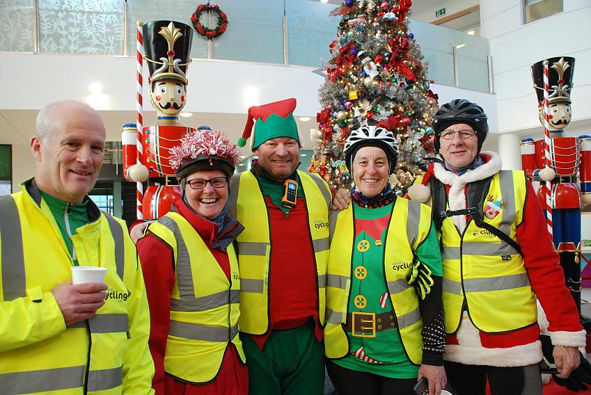 Chris Alston (centre) with the Santa Cycle's ride leaders