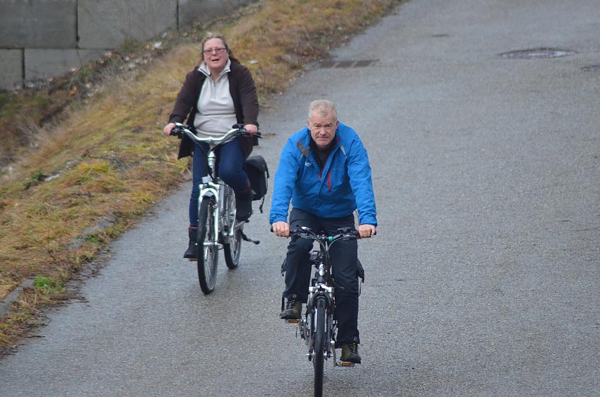 Paul Tuohy and friend, Anne try out the ebike