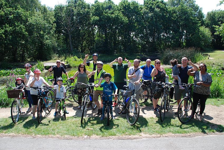 The Cycle Safari group at Ducky Pond, Halewood Park
