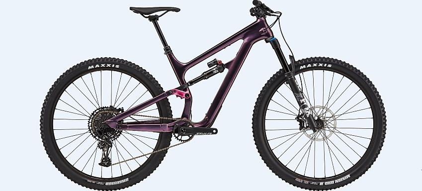 A Cannondale Habit Carbon SE 2021 women's mountain bike in metallic purple
