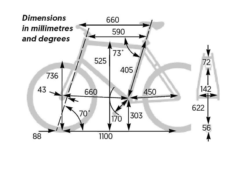 Islabikes Icons Jimi frame dimensions in millimetres and degrees