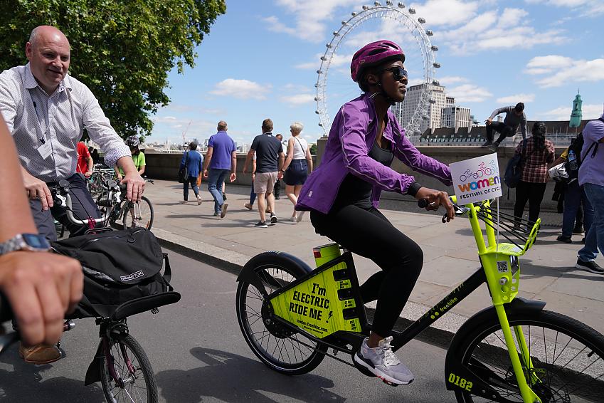 TV presenter Angellica Bell was among the women riding on Parliament