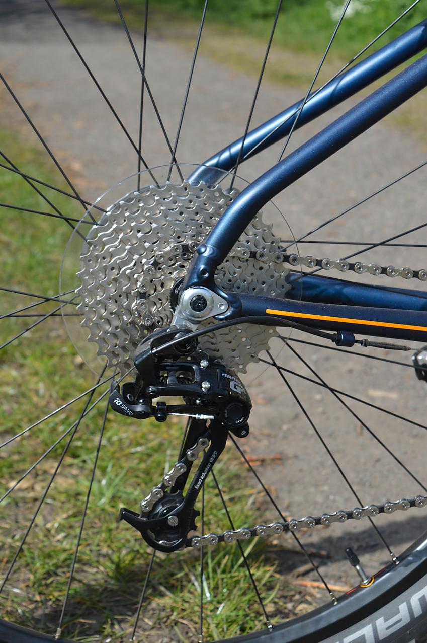A close-up of the Jimi cassette and rear derailleur
