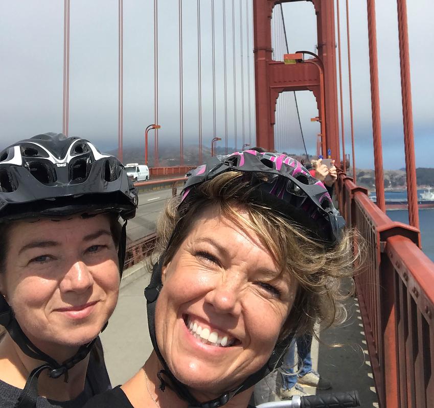 Judith and Lynne on San Francisco’s Golden Gate Bridge