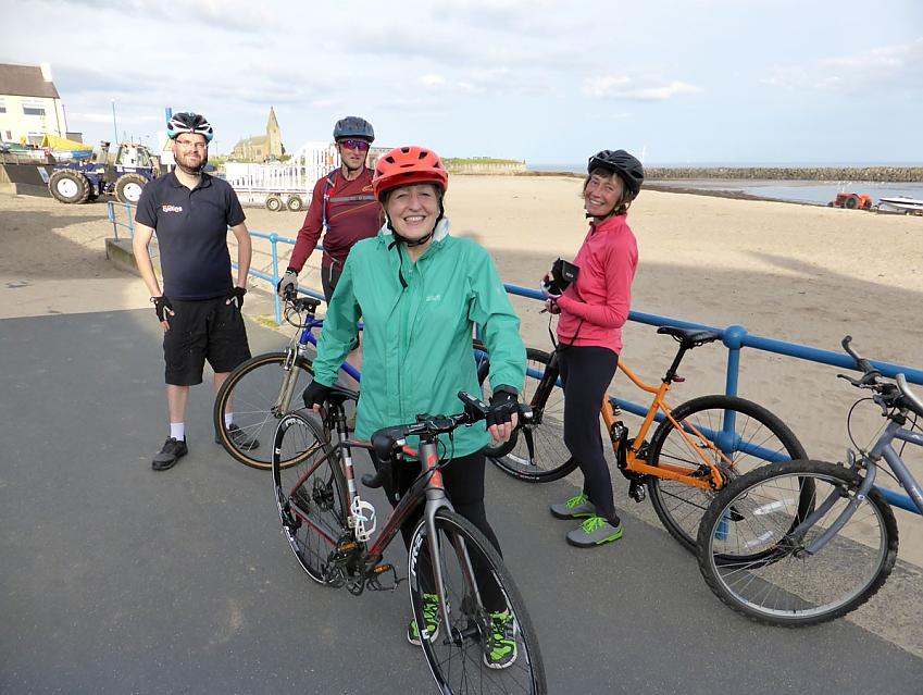 Linda Billett (right) with Susan from the community cycling club (centre), husband Paul and Andrew Thorpe