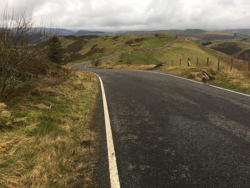 Hill climbing is rewarded with amazing views on the Machynlleth loop. Photo by Emily Chappell