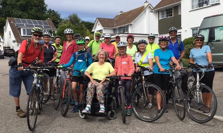 Norma with her cycling club and well-wishers