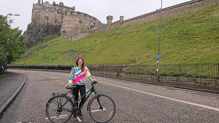 Student nurse Polly with her bike in Edinburgh