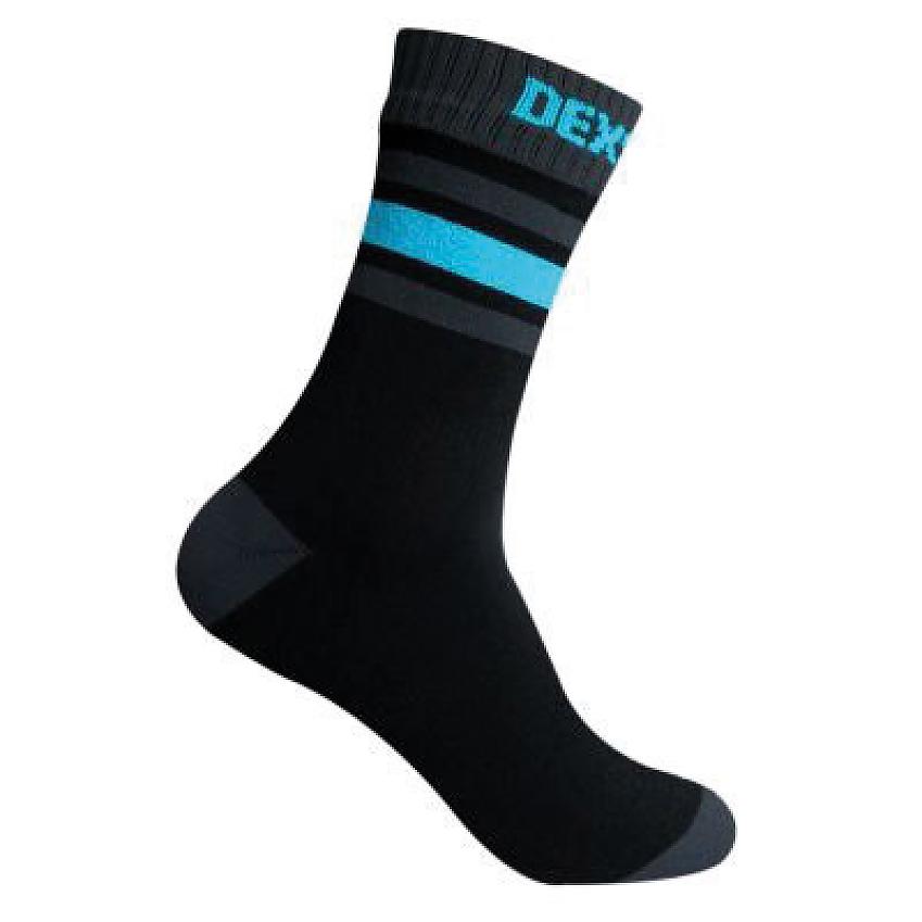 Dexshell Ultra Dri Sports Sock. It's black with grey stripes and a light blue stripe