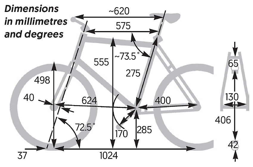 Tern Link B7 frame dimensions in millimetres and degrees