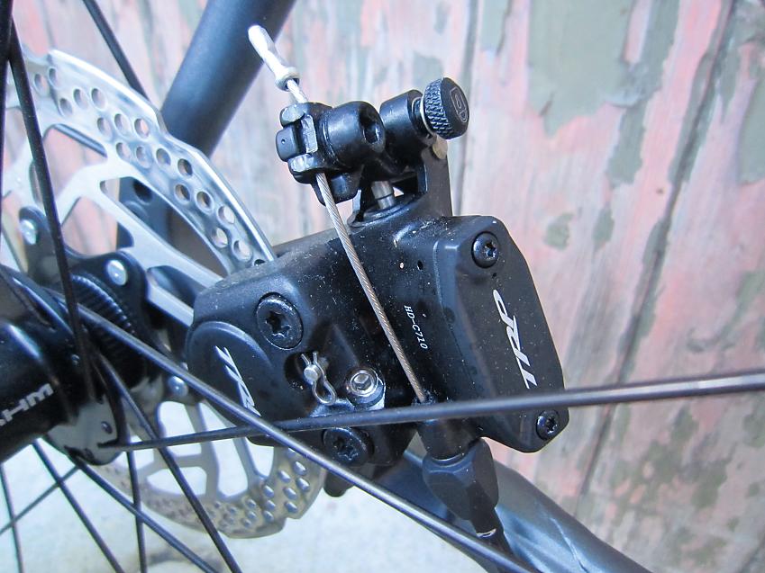 A close-up of the Whyte Glencoe's braking system
