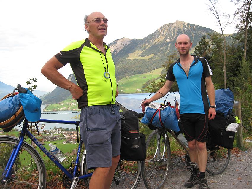 Peter and Dave in Interlaken, near the end of the six week cycle tour