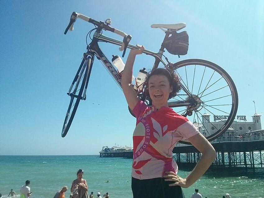 Laura celebrates a successful Brighton ride