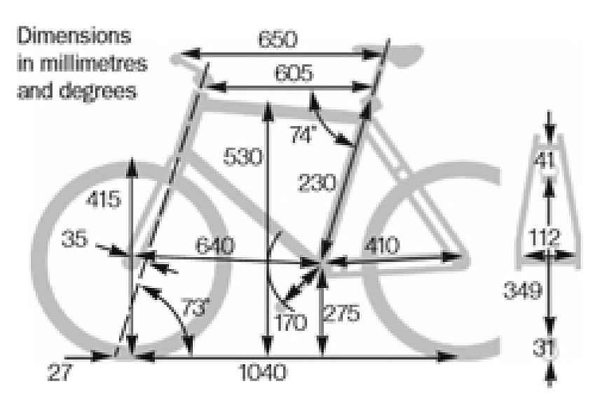 An illustration showing all the dimensions and measurements of the Brompton S2L folding bike