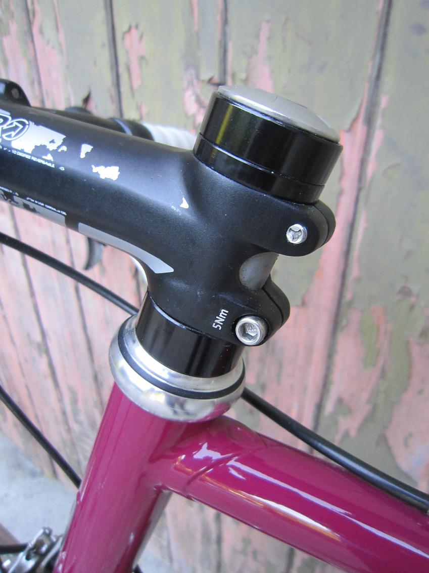 A close-up of a bicycle head set