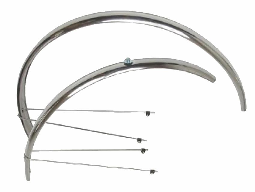 A pair of very thin silver mudguards